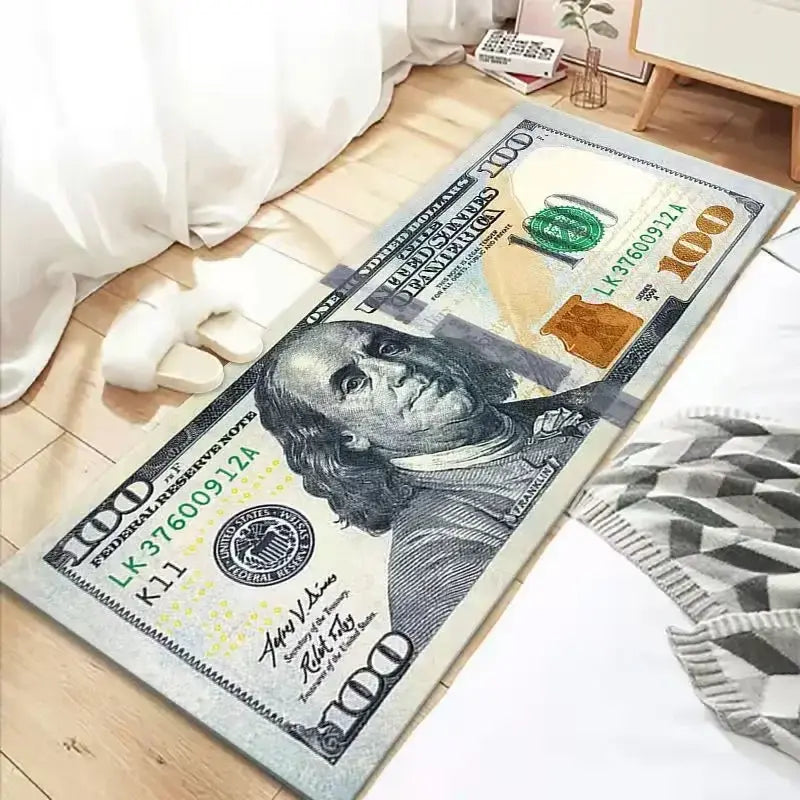 Alfombra 100Dólar 3D -Alfombra lavable para dormitorio, sala de estar